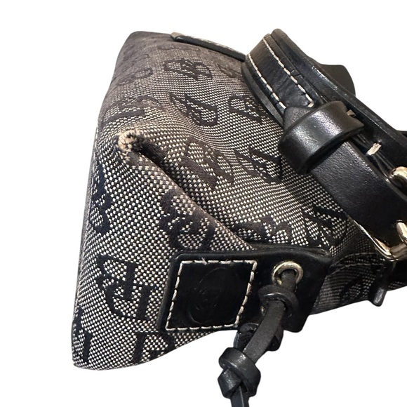 Dooney & Bourke Black Mini East West Slouch Bag Monogram Design and Leather Trim - Picture 6 of 15